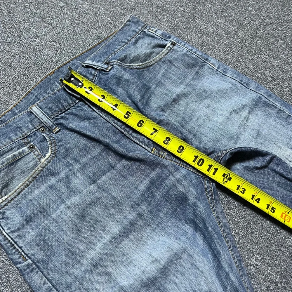 Levi's 505 Straight Fit Jeans 33x34 Blue Distressed Denim Mens Pants Nice Wash